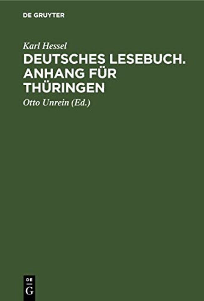 Deutsches Lesebuch. Anhang Fur Thuringen