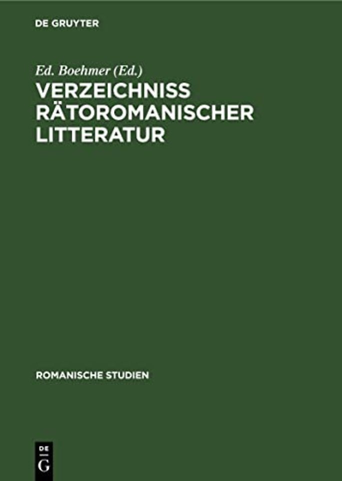 Verzeichniss Ratoromanischer Litteratur