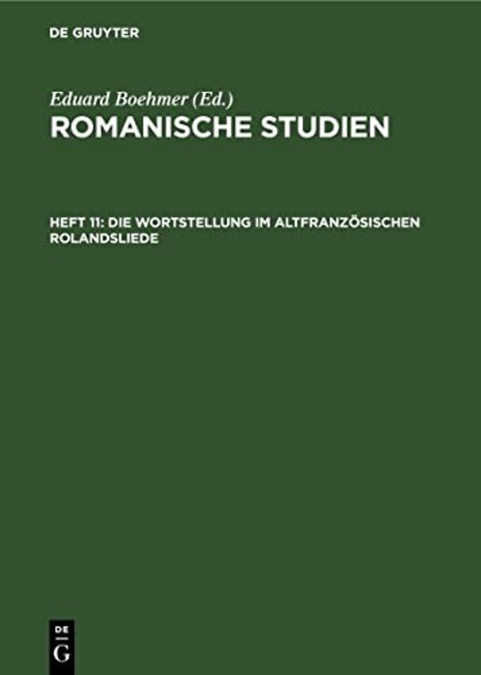 Die Wortstellung Im Altfranzosischen Rolandsliede