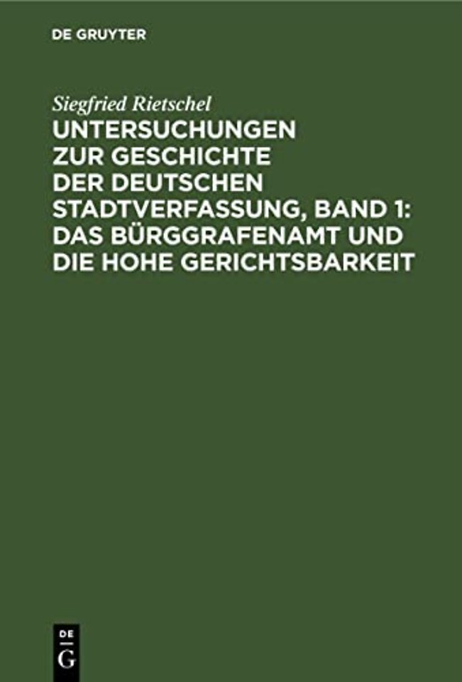 Untersuchungen zur Geschichte der deutschen Stad – In den deutschen Bischofsstädten während des früheren Mittelalters