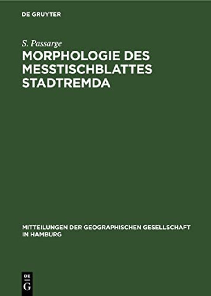 Morphologie des Meβtischblattes Stadtremda
