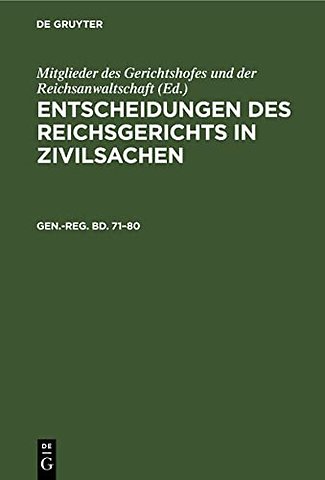 Generalregister zum einundsiebzigsten bis achtzigsten Bande