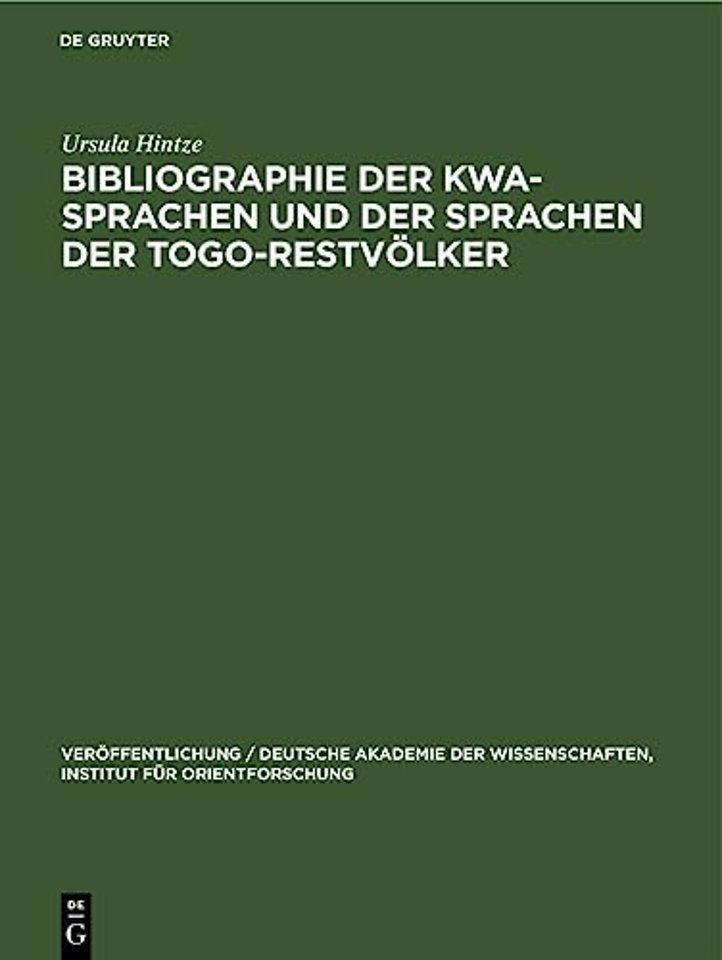 Bibliographie der Kwa–Sprachen und der Sprachen der Togo–Restvölker