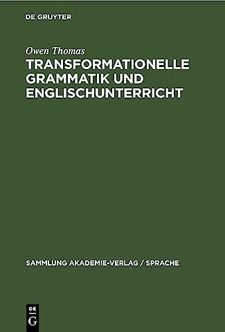 Transformationelle Grammatik und Englischunterri – Eine Einführung