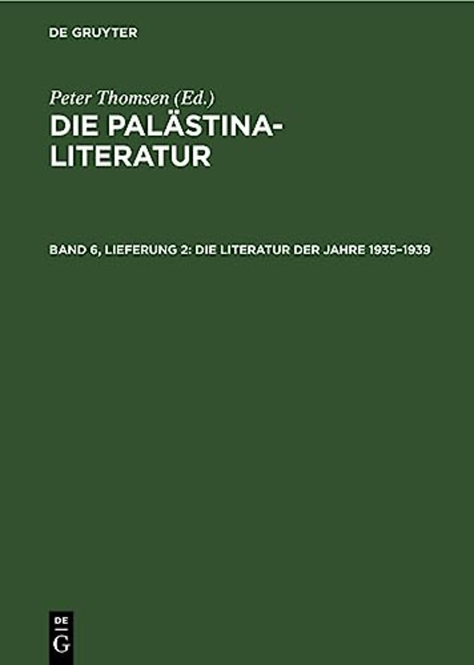 Die Literatur der Jahre 1935–1939