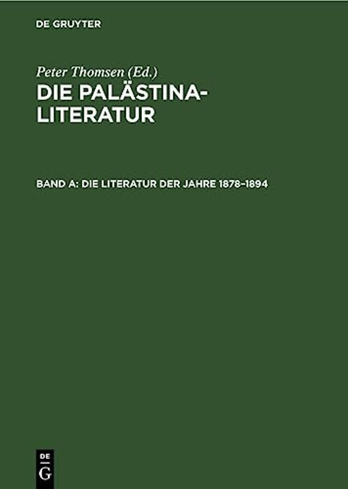 Die Literatur Der Jahre 1878-1894