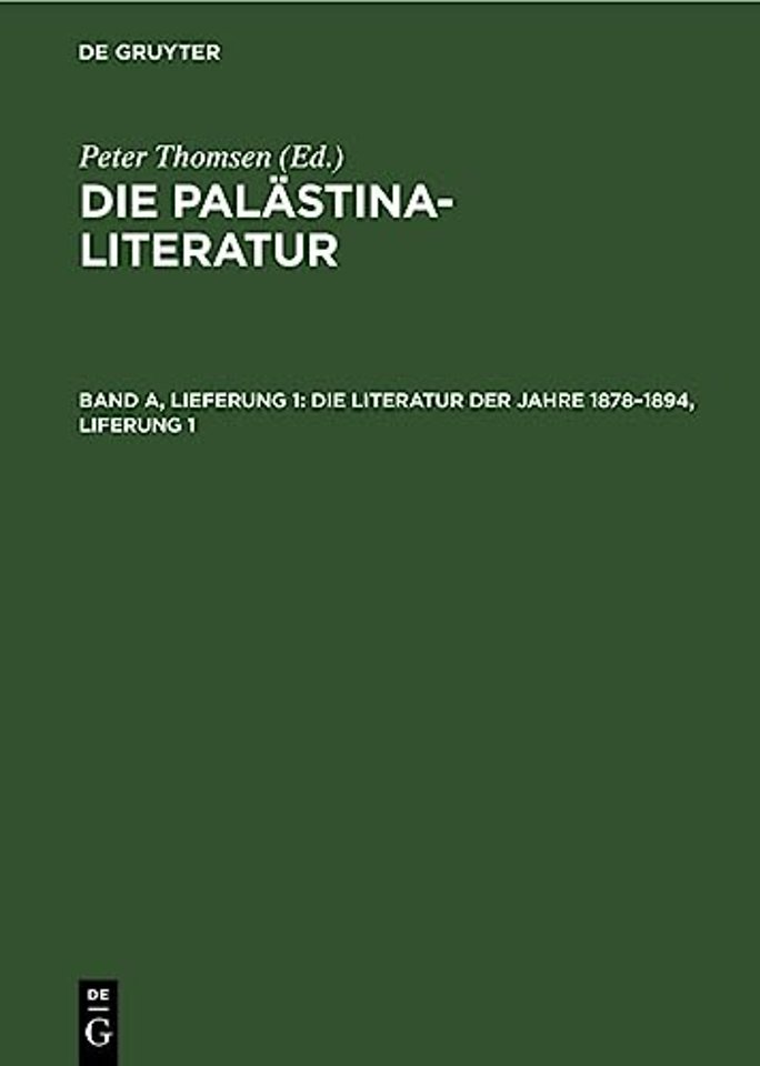Die Literatur der Jahre 1878–1894, Liferung 1