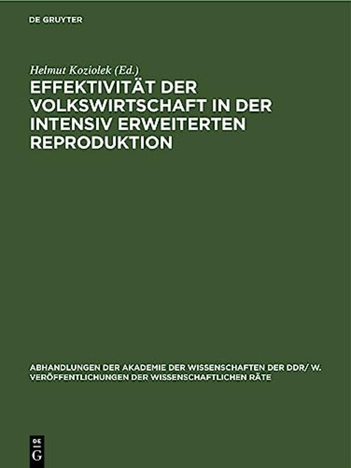 Effektivitat Der Volkswirtschaft in Der Intensiv Erweiterten Reproduktion