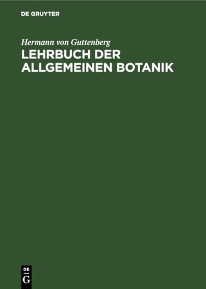 Lehrbuch Der Allgemeinen Botanik