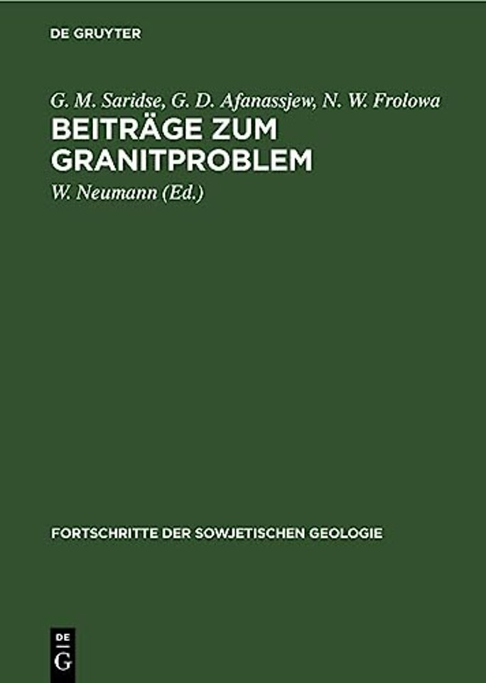 Beitrage Zum Granitproblem