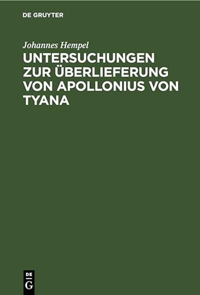 Untersuchungen zur Überlieferung von Apollonius von Tyana