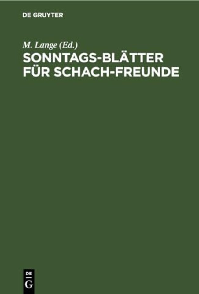 Sonntags-Blatter Fur Schach-Freunde