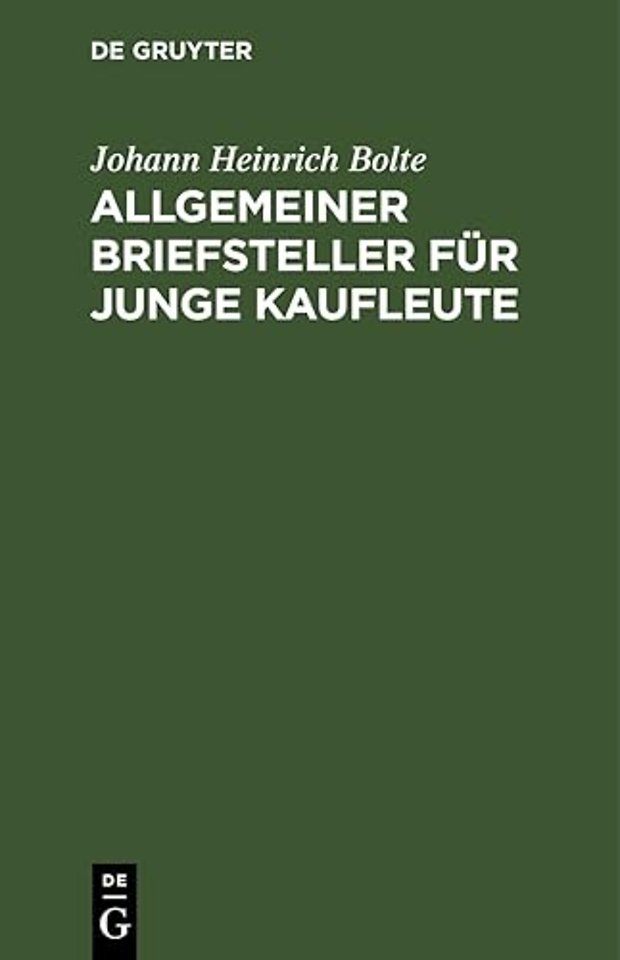 Allgemeiner Briefsteller Fur Junge Kaufleute