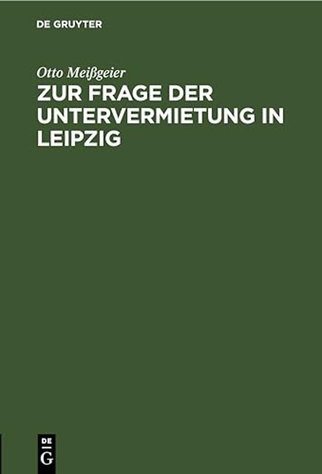 Zur Frage Der Untervermietung in Leipzig