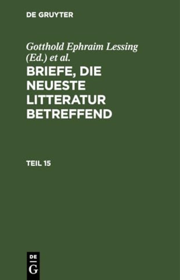 Briefe, Die Neueste Litteratur Betreffend. Teil 15