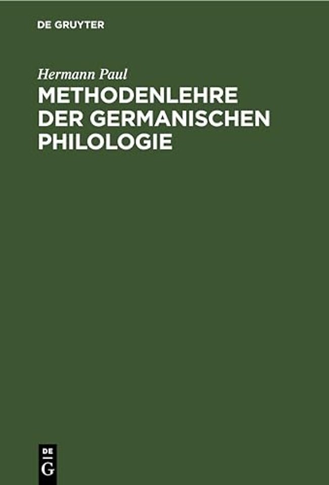 Methodenlehre Der Germanischen Philologie