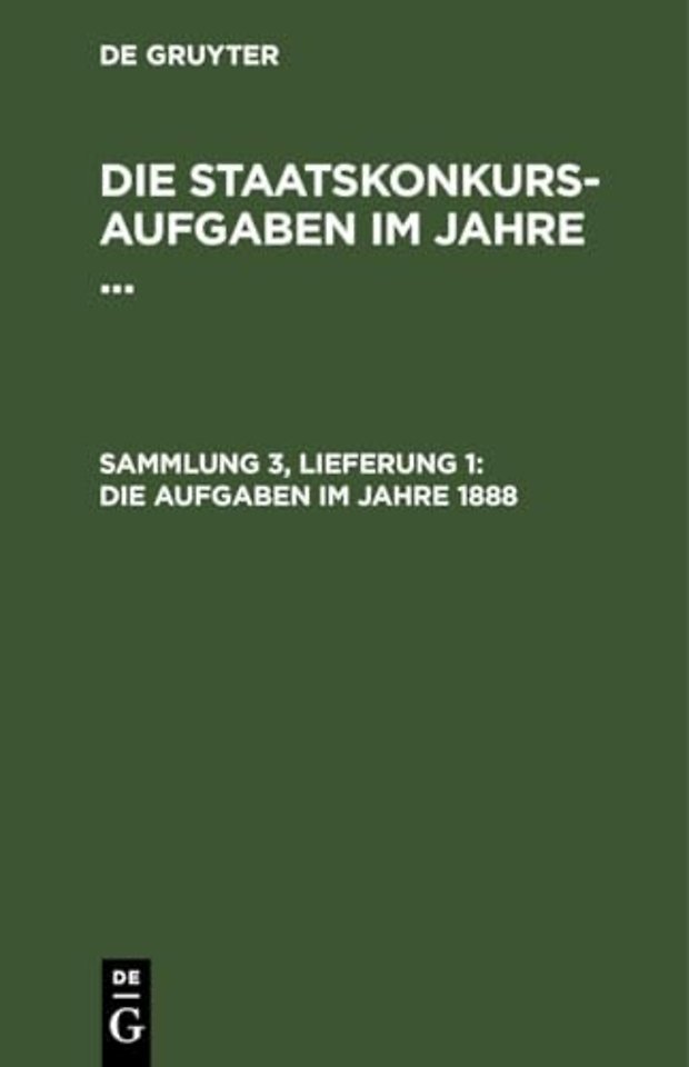 Die Aufgaben Im Jahre 1888