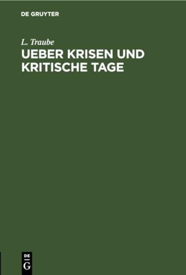 Ueber Krisen Und Kritische Tage
