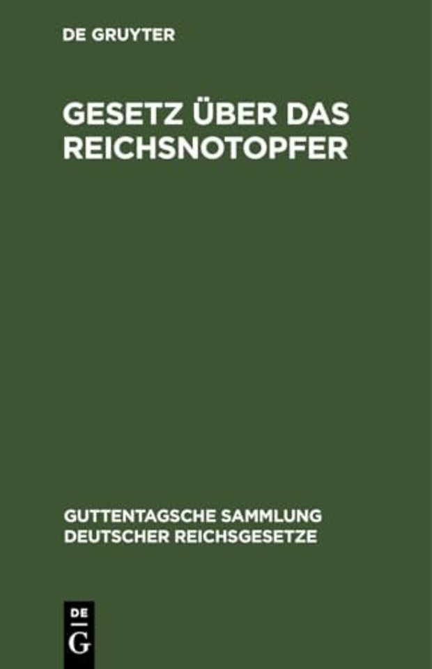 Gesetz über das Reichsnotopfer – Vom 31. Dezember 1919. Textausgabe mit Sachregister