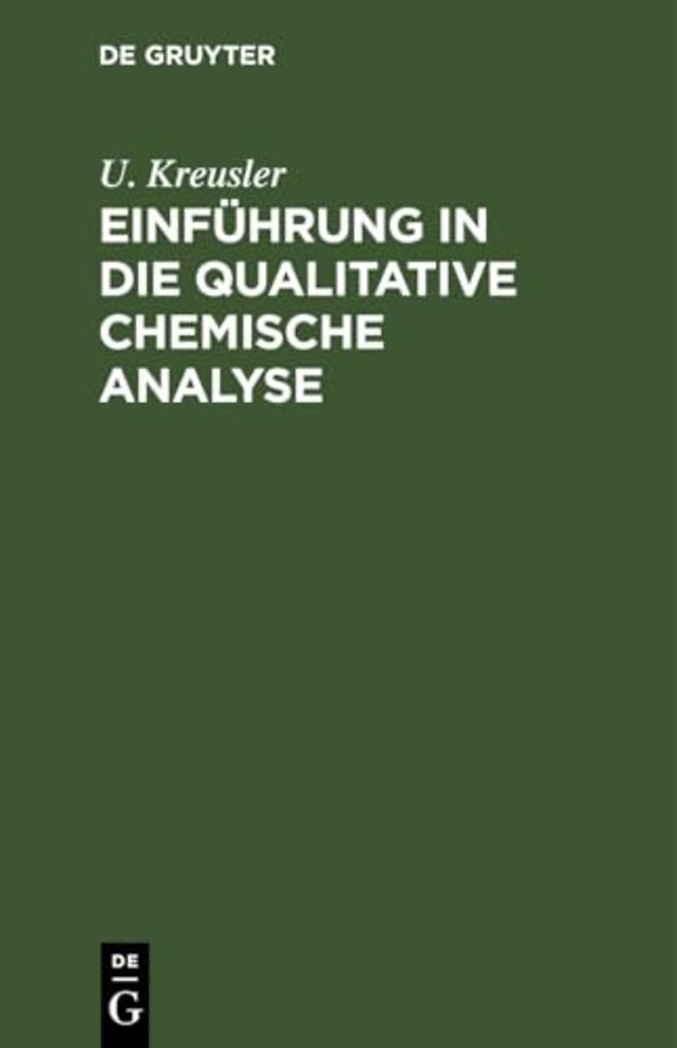 Einfuhrung in Die Qualitative Chemische Analyse