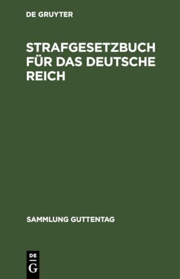 Strafgesetzbuch Fur Das Deutsche Reich