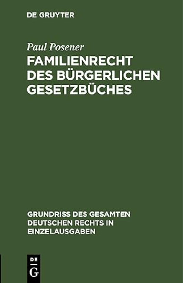 Familienrecht Des Burgerlichen Gesetzbuches