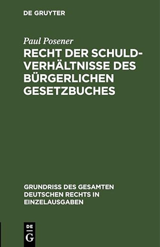Recht Der Schuldverhaltnisse Des Burgerlichen Gesetzbuches