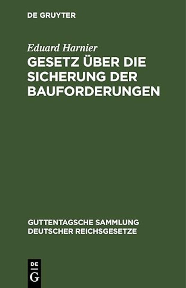 Gesetz Uber Die Sicherung Der Bauforderungen