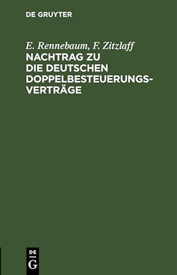 Nachtrag Zu Die Deutschen Doppelbesteuerungsvertrage