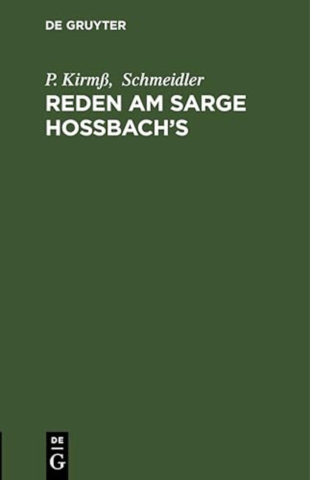 Reden Am Sarge Hoßbach's