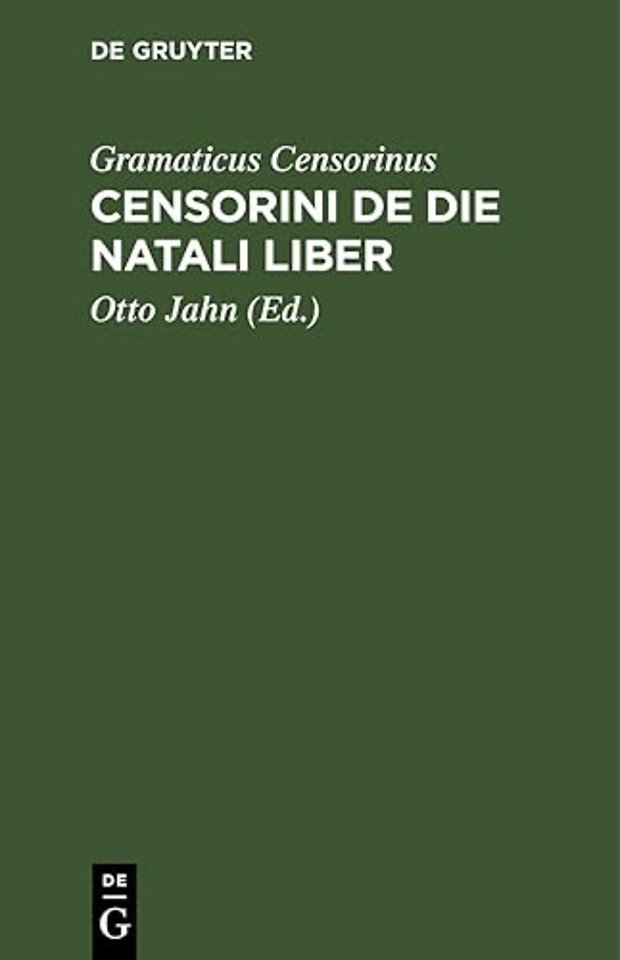 Censorini de Die Natali Liber
