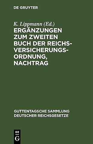 Ergänzungen zum zweiten Buch der Reichsversicherungsordnung, Nachtrag