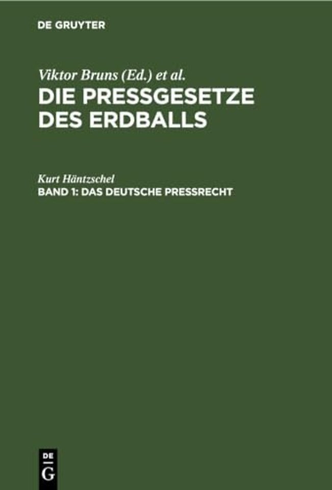 Das Deutsche Preßrecht