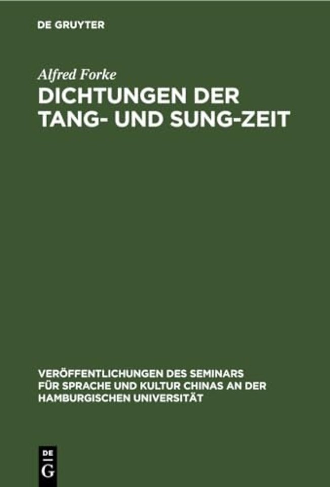 Dichtungen Der Tang- Und Sung-Zeit