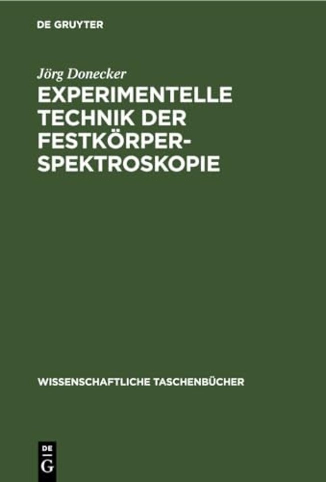 Experimentelle Technik Der Festkorperspektroskopie