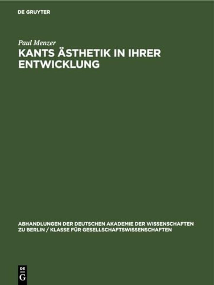 Kants Asthetik in Ihrer Entwicklung