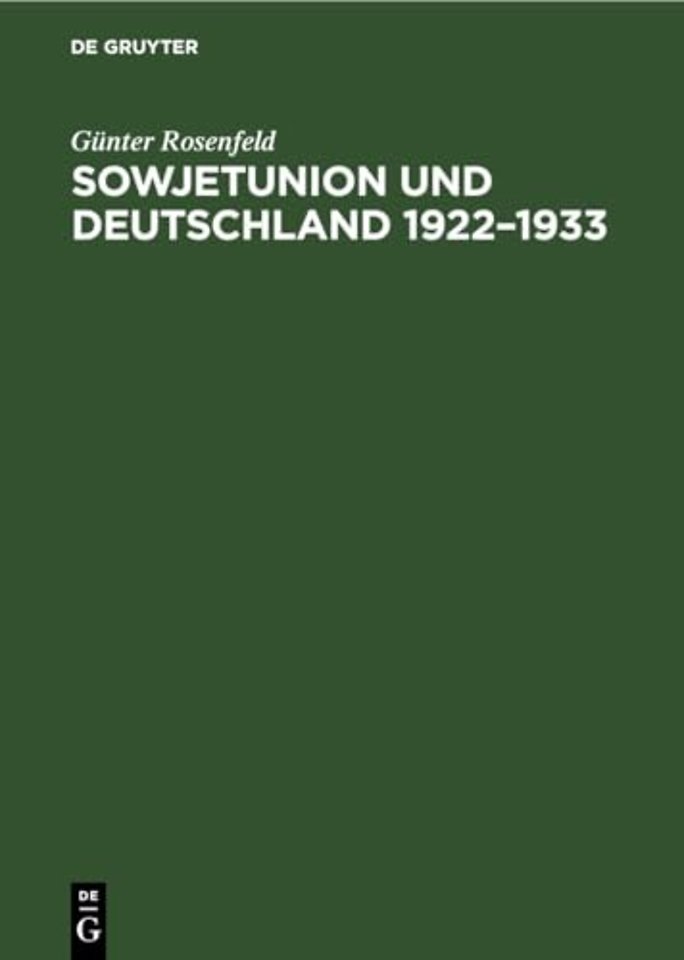 Sowjetunion Und Deutschland 1922-1933