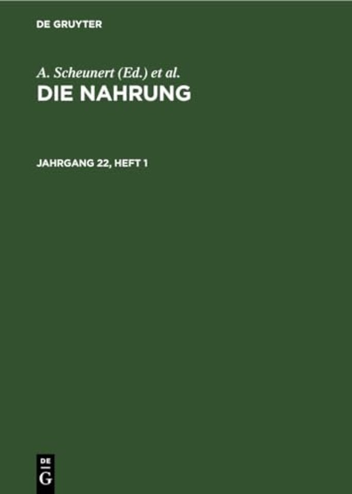 Die Nahrung. Jahrgang 22, Heft 1
