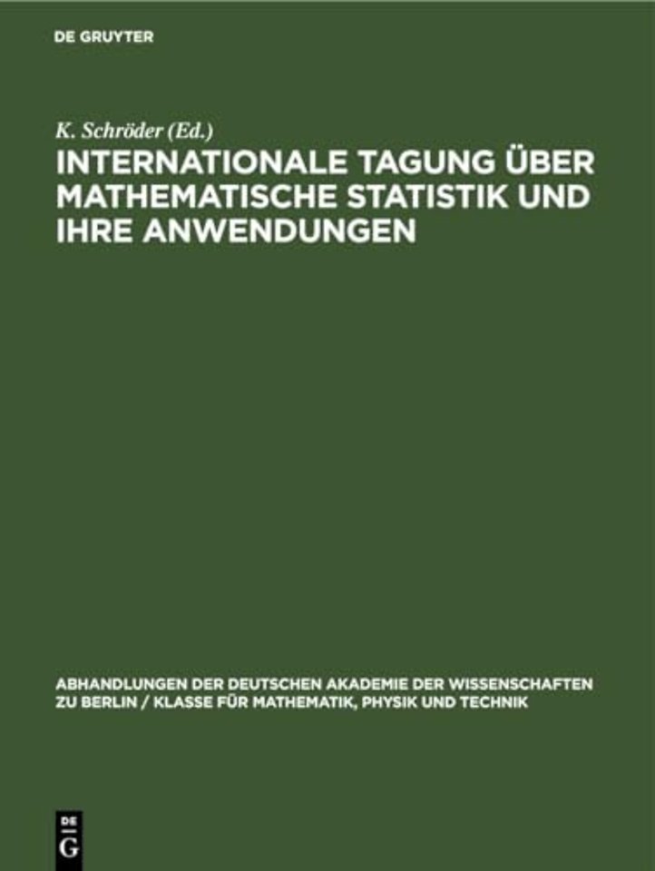 Internationale Tagung über mathematische Statist – Berlin vom 4. bis 8. September 1962