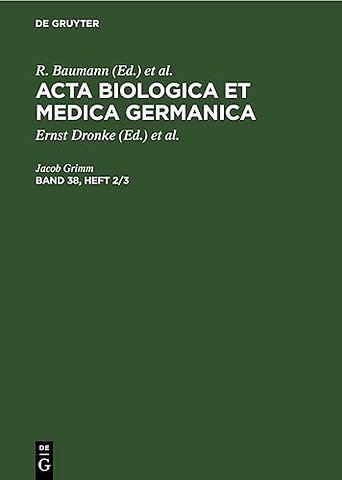 Acta Biologica et Medica Germanica. Band 38, Heft 2/3