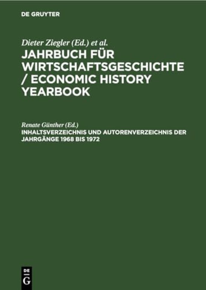 Inhaltsverzeichnis und Autorenverzeichnis der Jahrgänge 1968 bis 1972