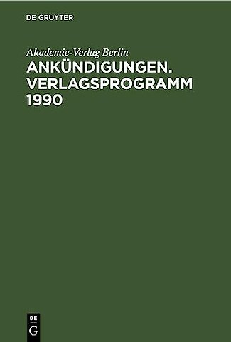 Ankundigungen. Verlagsprogramm 1990