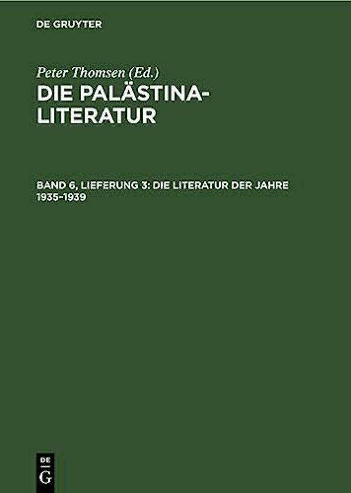 Die Literatur der Jahre 1935–1939