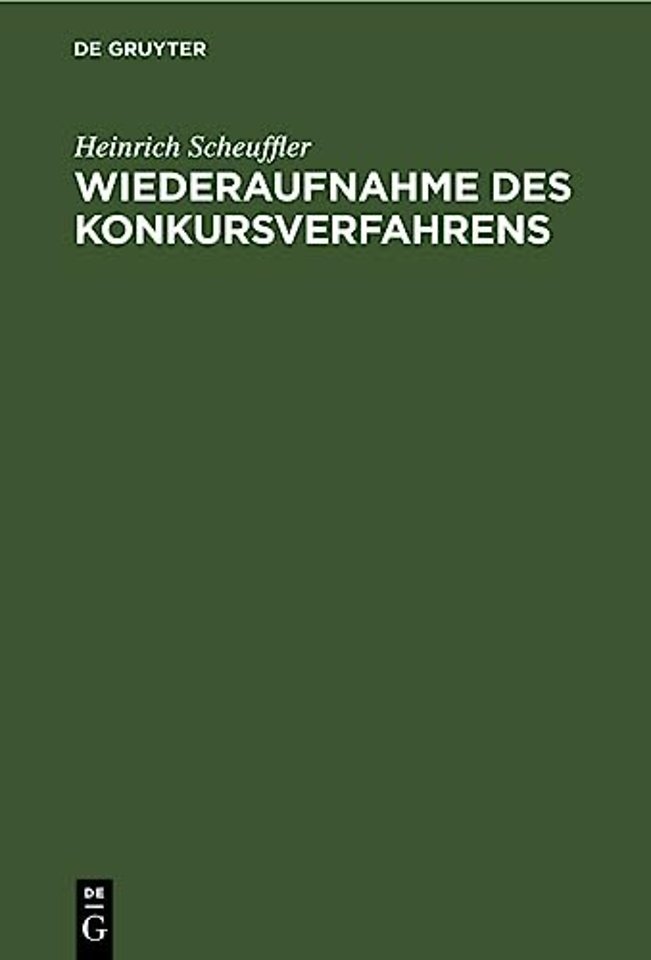 Wiederaufnahme Des Konkursverfahrens