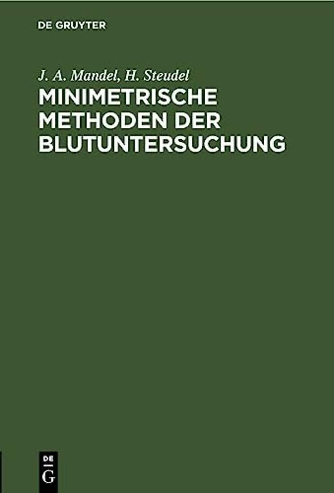 Minimetrische Methoden Der Blutuntersuchung