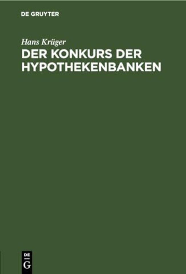 Der Konkurs Der Hypothekenbanken