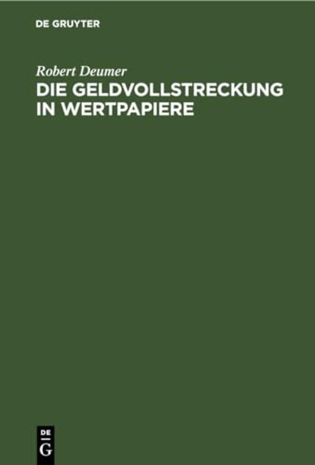 Die Geldvollstreckung in Wertpapiere