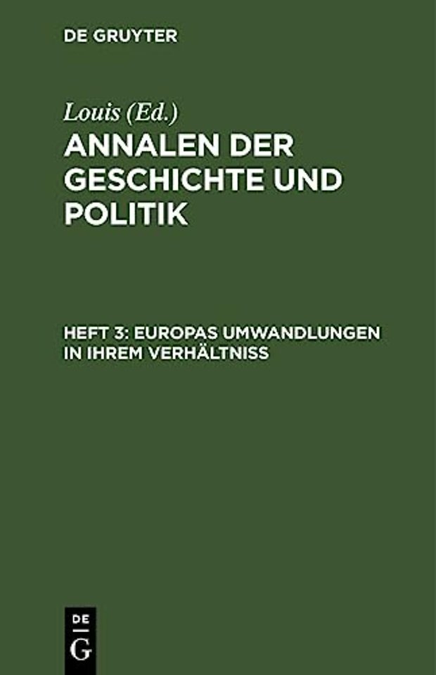 Europas Umwandlungen in Ihrem Verhaltniß