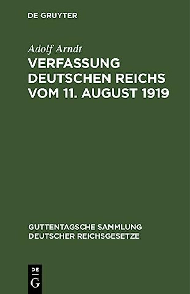 Verfassung Deutschen Reichs Vom 11. August 1919