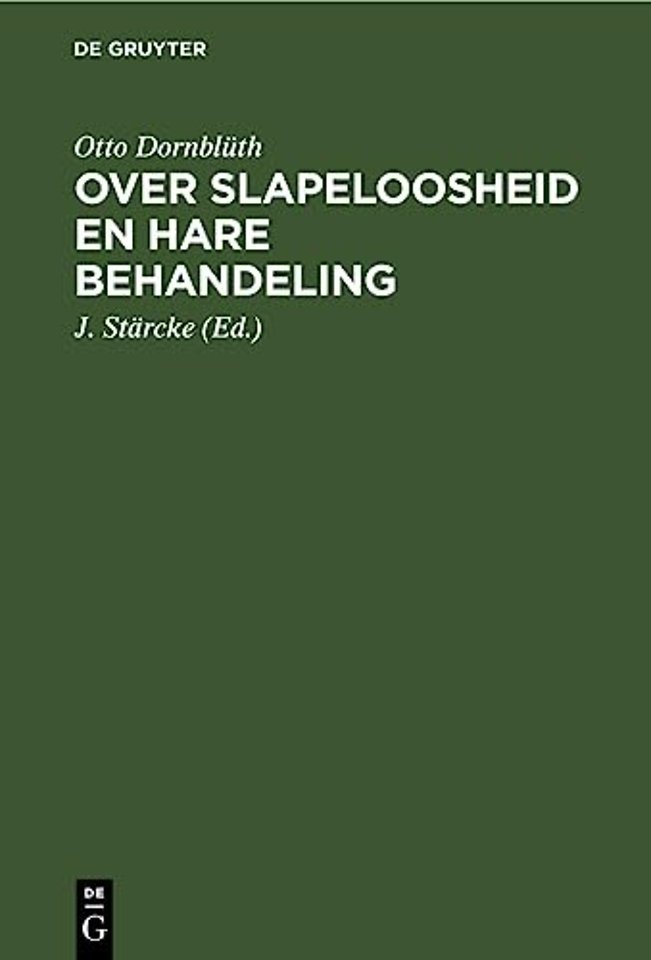 Over slapeloosheid en hare behandeling